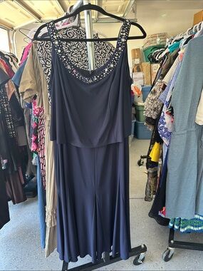 Jeanne Alexander Embellished Navy Women's Evening Dress